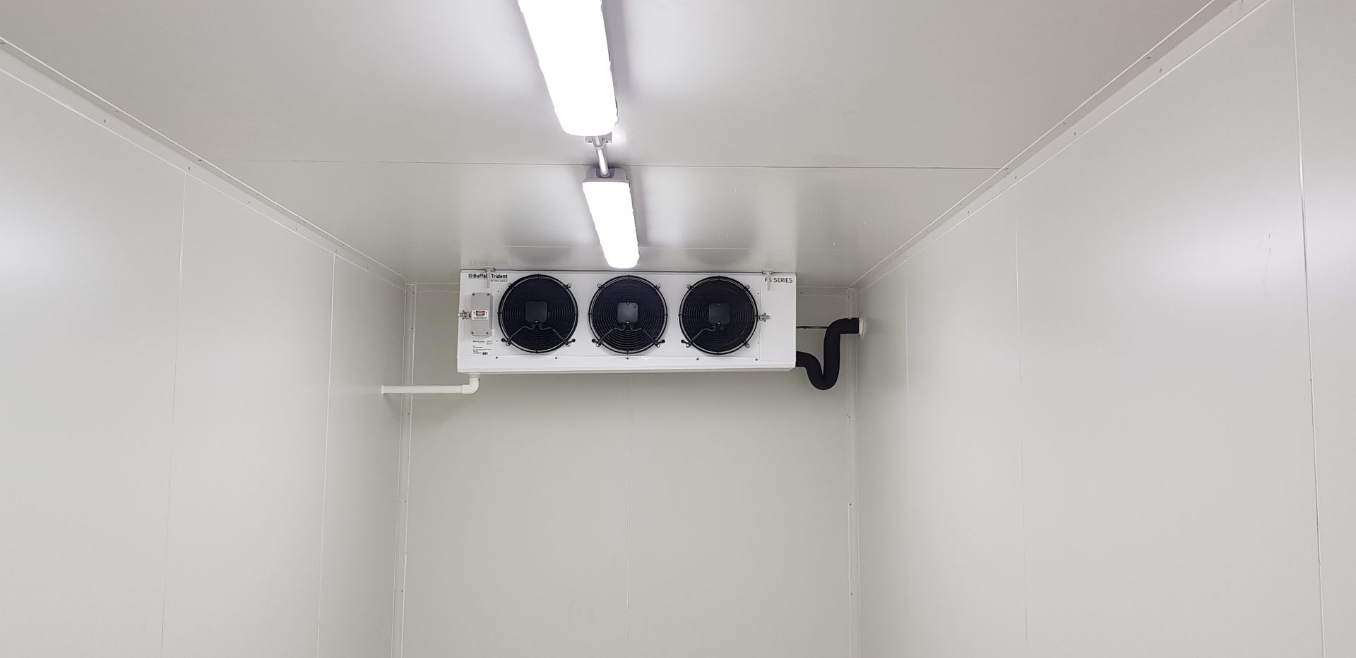 Walk-in cold room with Güntner evaporator and LED lighting